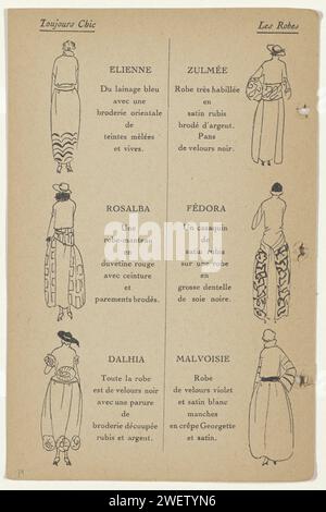 Always Chic Winter 1921-1922: Index, 1921 - 1922 Seite Index aus Katalog 'Toujours Chic', in dem eine Übersicht über die Wintermode 1921-1922. Papier Buchdruck, der Modeplatten druckt Stockfoto