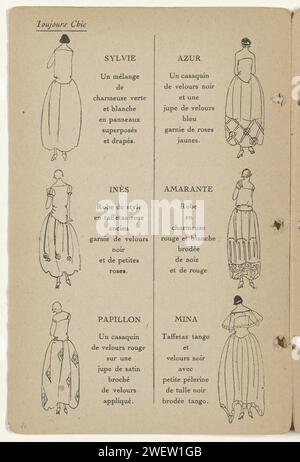 Always Chic Winter 1921-1922: Index, 1921 - 1922 Seite Index aus Katalog 'Toujours Chic', in dem eine Übersicht über die Wintermode 1921-1922. Papier Buchdruck, der Modeplatten druckt Stockfoto