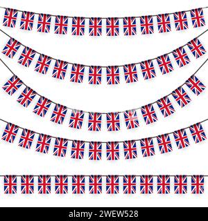 Verschiedene Girlanden mit Nationalfarben der britischen Flagge Stock Vektor
