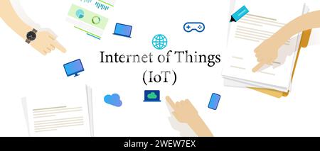 internet der Dinge Verbindung Internet-Netzwerk modernes digitales System künstlicher Intelligenz Stock Vektor