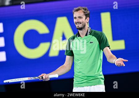 Melbourne, Australie. Januar 2024. Daniil Medwedev während des Australian Open AO 2024 Grand Slam Tennis Turniers am 26. Januar 2024 im Melbourne Park in Australien. Foto Victor Joly/DPPI Credit: DPPI Media/Alamy Live News Stockfoto