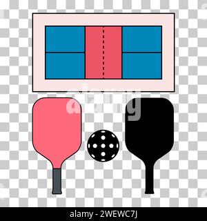 Pickleball-Schlägersport, Paddel-Symbol in der Halle, Web-Flachsymbol-Vektordarstellung. Stock Vektor