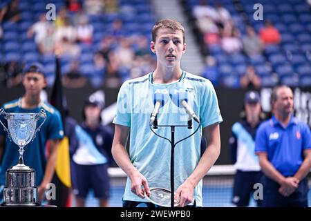 Melbourne, Australie. Januar 2024. Jan Kumstat während des Australian Open AO 2024 Grand Slam Tennis Turniers am 26. Januar 2024 im Melbourne Park in Australien. Quelle: Victor Joly/Alamy Live News Stockfoto