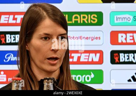 Berlin, Deutschland. Januar 2024. Fußball: Bundesliga, Assistenztrainer Marie-Louise ETA 1. Der FC Union Berlin spricht auf der Pressekonferenz vor dem Spiel gegen Darmstadt 98. Quelle: Matthias Koch/dpa/Alamy Live News Stockfoto