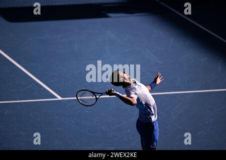 Melbourne, Australie. Januar 2024. Novak Djokovic während des Australian Open AO 2024 Grand Slam Tennis Turniers am 26. Januar 2024 im Melbourne Park in Australien. Quelle: Victor Joly/Alamy Live News Stockfoto