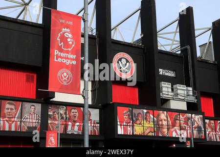 Sheffield, Großbritannien. Januar 2024. Außenansicht des Stadions vor dem Emirates FA Cup Fourth Round Match Sheffield United gegen Brighton und Hove Albion in der Bramall Lane, Sheffield, Großbritannien, 27. Januar 2024 (Foto: Conor Molloy/News Images) in Sheffield, Großbritannien am 27. Januar 2024. (Foto: Conor Molloy/News Images/SIPA USA) Credit: SIPA USA/Alamy Live News Stockfoto