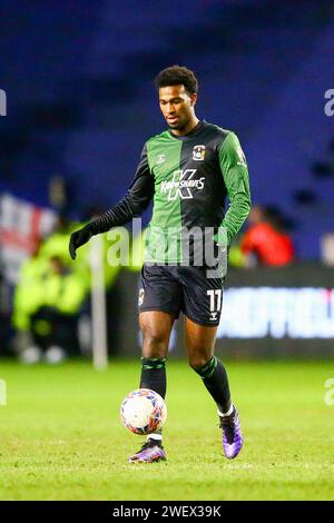 Hillsborough Stadium, Sheffield, England - 26. Januar 2024 Haji Wright (11) von Coventry City - während des Spiels Sheffield Wednesday gegen Coventry City, Emirates FA Cup, 2023/24, Hillsborough Stadium, Sheffield, England - 26. Januar 2024 Credit: Arthur Haigh/WhiteRosePhotos/Alamy Live News Stockfoto