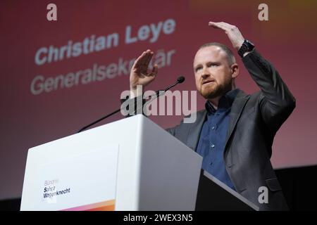 Parteitag, Bündnis Sahra Wagenknecht, Generalsekretär Christian Leye Parteitag, Bündnis Sahra Wagenknecht, BSW, Generalsekretär Christian Leye Berlin Berlin GER *** Parteikongress, Allianz Sahra Wagenknecht, Generalsekretär Christian Leye Parteikongress, Allianz Sahra Wagenknecht, BSW, Generalsekretär Christian Leye Berlin GER Stockfoto