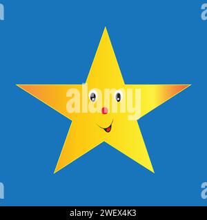 Lustiger Stern mit Augen, Nase und Mund Stock Vektor