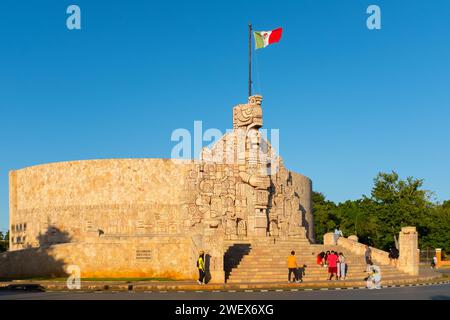 Das berühmte Monumento à la Patria am Paseo Montejo, Merida, Yucatan, Mexiko Stockfoto