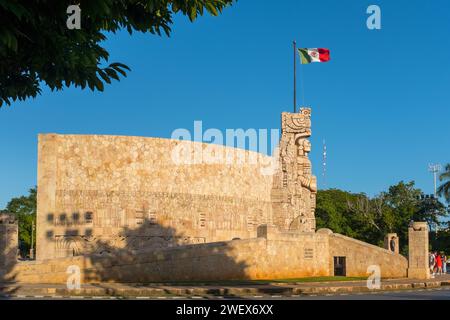 Das berühmte Monumento à la Patria am Paseo Montejo, Merida, Yucatan, Mexiko Stockfoto