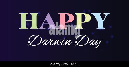 „Happy Darwin Day“-Text-Illustration Stock Vektor