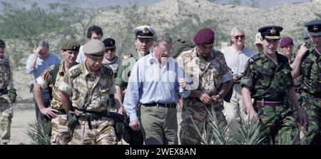 Erster Golfkrieg: 4. März 1991 britischer Verteidigungsminister Tom King im Hauptquartier der britischen Armee in Kuwait. Stockfoto