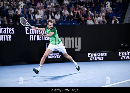 Melbourne, Australie. Januar 2024. Daniil Medwedev während des Australian Open AO 2024 Grand Slam Tennis Turniers am 26. Januar 2024 im Melbourne Park in Australien. Quelle: Victor Joly/Alamy Live News Stockfoto