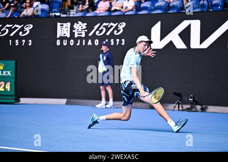 Melbourne, Australien. Januar 2024. Jan Kumstat während des Australian Open AO 2024 Grand Slam Tennis Turniers am 26. Januar 2024 im Melbourne Park in Australien. Foto: Victor Joly/ABACAPRESS.COM Credit: Abaca Press/Alamy Live News Stockfoto