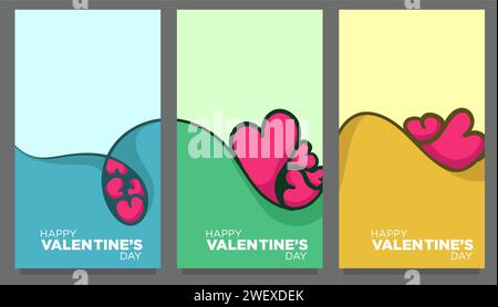 Mobil-Banner und Print Love Heart Set-Vorlage mit Textplatzierung für valentinstag. Vektorabbildung Stock Vektor