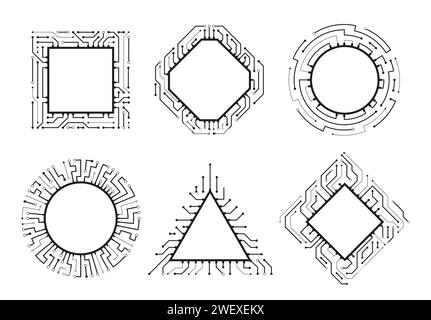 Mikrochip-Rahmen der Technologie, Chip-Schaltungscomputer Stock Vektor