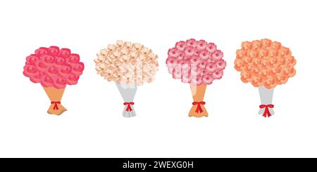 Blumenstrauß auf weißem Hintergrund. Farbenfrohes Design. Vektorabbildung Stock Vektor