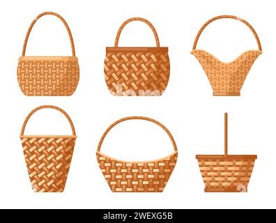 Picknickweidenkörbe Kollektion. Vektor des Korbs Stock Vektor