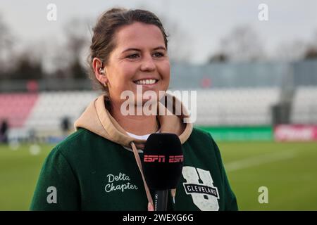 Amsterdam, Niederlande. Januar 2024. AMSTERDAM, 27.01.2024, de Toekomst, Azerion Eredivisie vrouwen, Ajax - Fortuna Sittard (Frauen), Saison 2023/2024, während des Spiels Ajax - Fortuna Sittard (Frauen), ESPN Sanne van Dongen Credit: Pro Shots/Alamy Live News Stockfoto