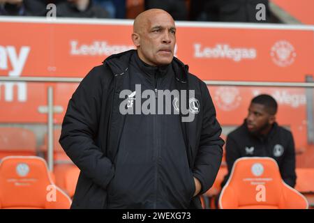 Blackpool, England. Januar 2024. Charlton Athletic Interim Head Coach Curtis Fleming vor dem Spiel der Sky Bet EFL League One zwischen Blackpool FC und Charlton Athletic. Kyle Andrews/Alamy Live News Stockfoto