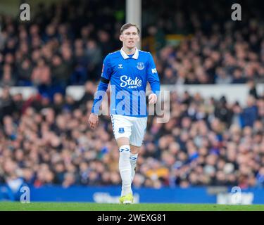 James Garner aus Everton, während des Emirates FA Cup Fourth Round Match Everton gegen Luton Town im Goodison Park, Liverpool, Großbritannien, 27. Januar 2024 (Foto: Steve Flynn/News Images) Stockfoto