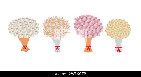 Blumenstrauß auf weißem Hintergrund. Farbenfrohes Design. Vektorabbildung Stock Vektor