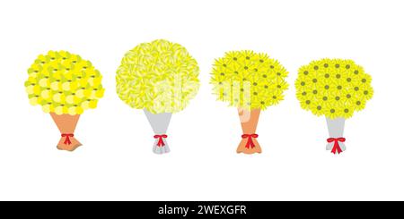 Blumenstrauß auf weißem Hintergrund. Farbenfrohes Design. Vektorabbildung Stock Vektor