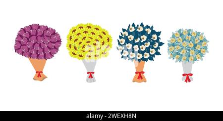 Blumenstrauß auf weißem Hintergrund. Farbenfrohes Design. Vektorabbildung Stock Vektor