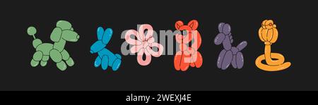 Verschiedene Ballontiere Sammlung Stock Vektor