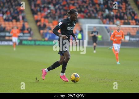 Blackpool, England. Januar 2024. Freddie Ladapo von Charlton Athletic während des Spiels der Sky Bet EFL League One zwischen Blackpool FC und Charlton Athletic. Kyle Andrews/Alamy Live News Stockfoto