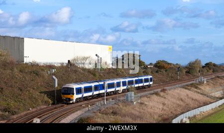 Chiltern Railways Baureihe 165 Turbo Trains 165012 + 165019 vorbei an Bicester South Junction auf der Bicester Link-Strecke Stockfoto