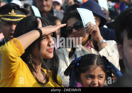 Neu-Delhi, Delhi, Indien. Januar 2024. PREMIERMINISTER NARENDRA MODI bei der NCC-RALLYE. Während der NCC-Rallye in Neu-Delhi am Samstag Foto/Ravi Batra (Credit Image: © Ravi Batra/ZUMA Press Wire) NUR REDAKTIONELLE VERWENDUNG! Nicht für kommerzielle ZWECKE! Quelle: ZUMA Press, Inc./Alamy Live News Stockfoto