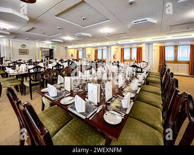 Das State Dining Room auf der Yacht Ihrer Majestät Britannia Stockfoto