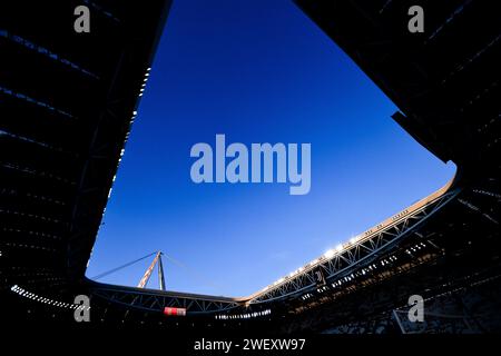 Torino, Italien. Januar 2024. Foto Marco Alpozzi/LaPresse 27 Gennaio 2024 - Turin, Italien - Sport - Juventus vs Empoli - Campionato italiano di calcio Serie A TIM 2023/2024 - Allianz Stadium. Nella Foto: Allianz Stadium 27. Januar 2024 Turin, Italien - Sport Soccer - Juventus vs Empoli - italienische Fußball-Meisterschaft Liga A TIM 2023/2024 - Allianz Stadium im Bild: Allianz Stadium Credit: LaPresse/Alamy Live News Stockfoto