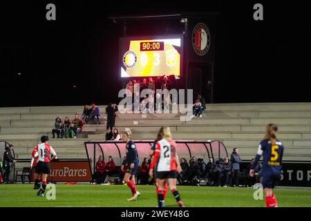 Rotterdam, Niederlande. Januar 2024. Rotterdam - das Ergebnis während des Spiels zwischen Feyenoord V1 und FC Twente V1 bei Nieuw Varkenoord am 27. Januar 2024 in Rotterdam, Niederlande. Credit: Box to Box Pictures/Alamy Live News Stockfoto