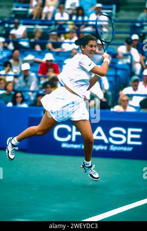 Monica Seles (USA) trat 1996 bei den US Open Tennis an. Stockfoto