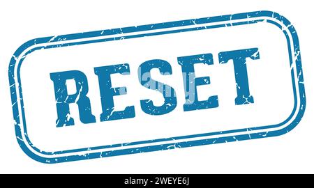 Stempel zurücksetzen. Zurücksetzen des rechteckigen Stempels auf weißem Hintergrund Stock Vektor