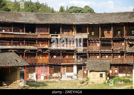 Shunyu Lou, eines der größten tulou-Gebäude im Bezirk Nanjing, Provinz Fujian, China Stockfoto