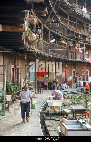 Shunyu Lou, eines der größten tulou-Gebäude im Bezirk Nanjing, Provinz Fujian, China Stockfoto