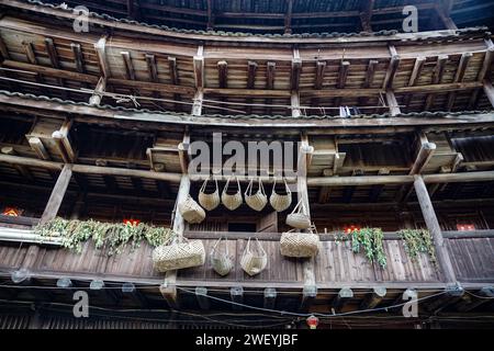 Shunyu Lou, eines der größten tulou-Gebäude im Bezirk Nanjing, Provinz Fujian, China Stockfoto