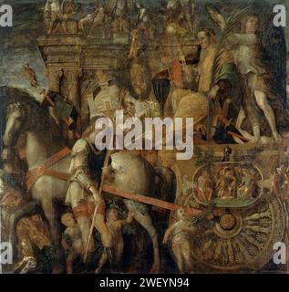 Andrea Mantegna (1431-1506) - die Triumphe von Cäsar, 9. Cäsar auf seinem Wagen Stockfoto