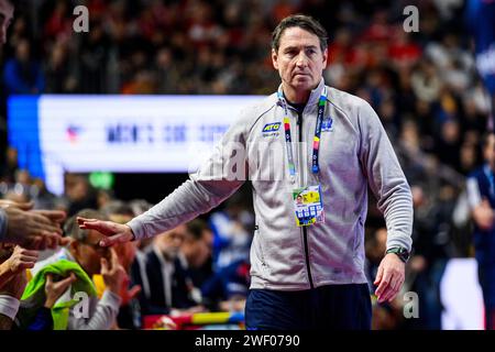 Köln, Deutschland. Januar 2024. Handball: Europameisterschaft, Frankreich - Schweden, Endrunde, Halbfinale, Lanxess Arena. Quelle: Tom Weller/dpa/Alamy Live News Stockfoto