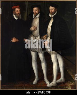 Anoniem (Frankrijk) – Porträt der Brüder Gaspard (1519–1572), Odet (1517–1571) und Francois (1512–1569) de Châtillon-Coligny – 432 – Mauritshuis. Stockfoto