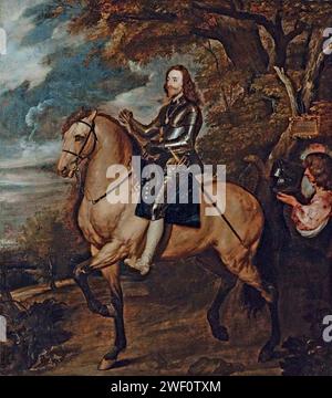 Anthony van Dyck After - Reiterporträt von König Karl I. in voller Länge, in Rüstung auf einem dun Horse 2007 Stockfoto