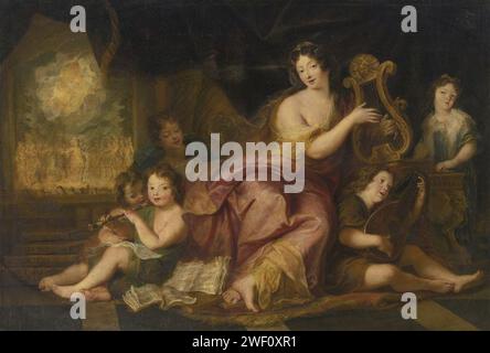 Antoine Coypel - Allegory of Music. Porträt von Madame de Maintenon mit den leiblichen Kindern von Ludwig XIV. Und Madame de Montespan. Stockfoto