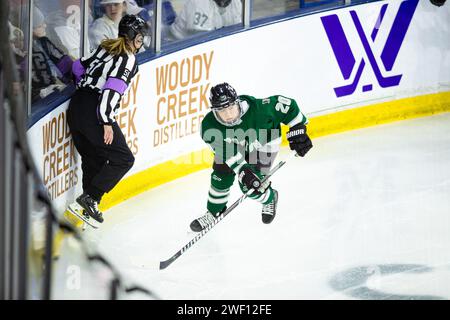 Tsongas Center. Januar 2024. Massachusetts, USA; Boston Stürmer Hannah Brandt (20) während eines regulären Saisonspiels zwischen Boston und Minnesota im Tsongas Center. (c) Burt Granofsky/CSM/Alamy Live News Stockfoto