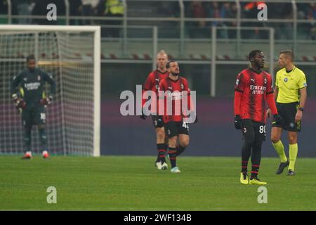 Mailand, Italien. Januar 2024. Foto Spada/LaPresse 27 Gennaio 2024 - Milano, Italia - Sport, calcio - AC Milan vs Bologna - Campionato italiano di calcio Serie A TIM 2032/2024 - Stadio San Siro Nella Foto: Delusione mailand 27 Januar, 2024 Mailand, Italien - Sport, calcio - AC Milan vs Bologna - Serie A Fußball Meisterschaft 2023/2024 - San Siro Stadium . Im Bild: Delusion milan Credit: LaPresse/Alamy Live News Stockfoto