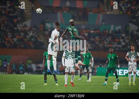 Abidjan, Elfenbeinküste. Januar 2024. Achtelrunde. Victor Osimen rettet den Tag für das nigerianische Tor Stockfoto