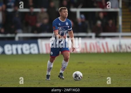 Hartlepool, Großbritannien. Januar 2023. Nicky Featherstone von Hartlepool United während des Spiels der Vanarama National League zwischen Hartlepool United und York City im Victoria Park, Hartlepool am Samstag, den 27. Januar 2024. (Foto: Mark Fletcher | MI News) Credit: MI News & Sport /Alamy Live News Stockfoto